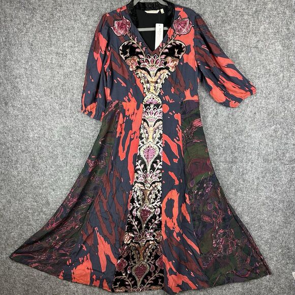 Soft Surroundings Dress Women 8 Red Black Velvet Panel BoHo Maxi Epiphany - Picture 2 of 16